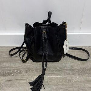 Hobo Puck Convertible Black Leather Crossbody Bag NWT